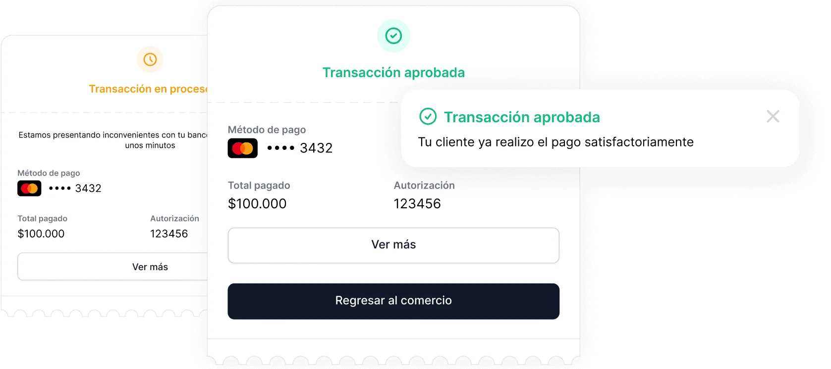 Receive instant notifications of transaction status